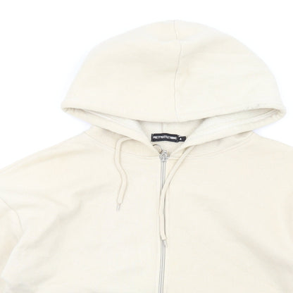 PRETTYLITTLETHING Womens Beige Cotton Full Zip Hoodie Size 4 Zip