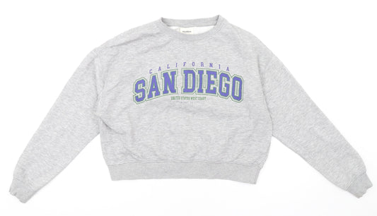 Womens UK Size S Pull&Bear Grey Pullover Sweatshirt