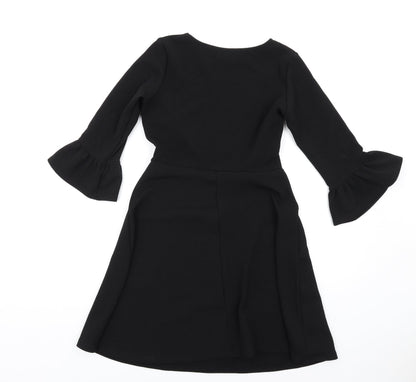 Dorothy Perkins Womens Black Polyester A-Line Size 6 Round Neck Pullover