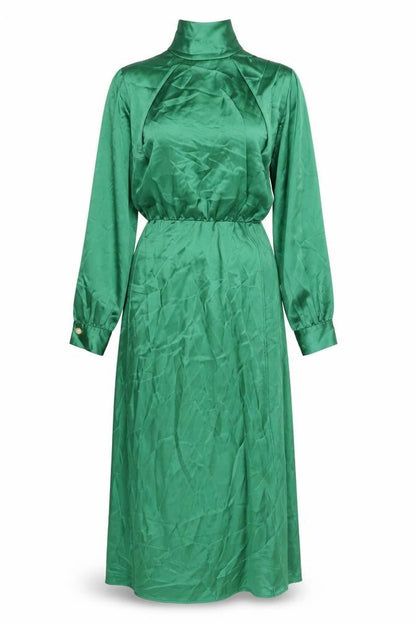 Zara Womens Green Polyester A-Line Size S High Neck Zip