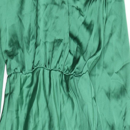 Zara Womens Green Polyester A-Line Size S High Neck Zip