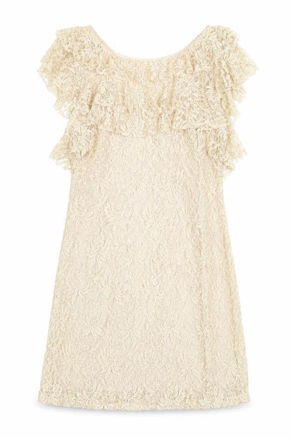 Lipsy Womens Beige Polyamide A-Line Size 10 Round Neck Zip