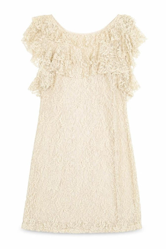 Lipsy Womens Beige Polyamide A-Line Size 10 Round Neck Zip