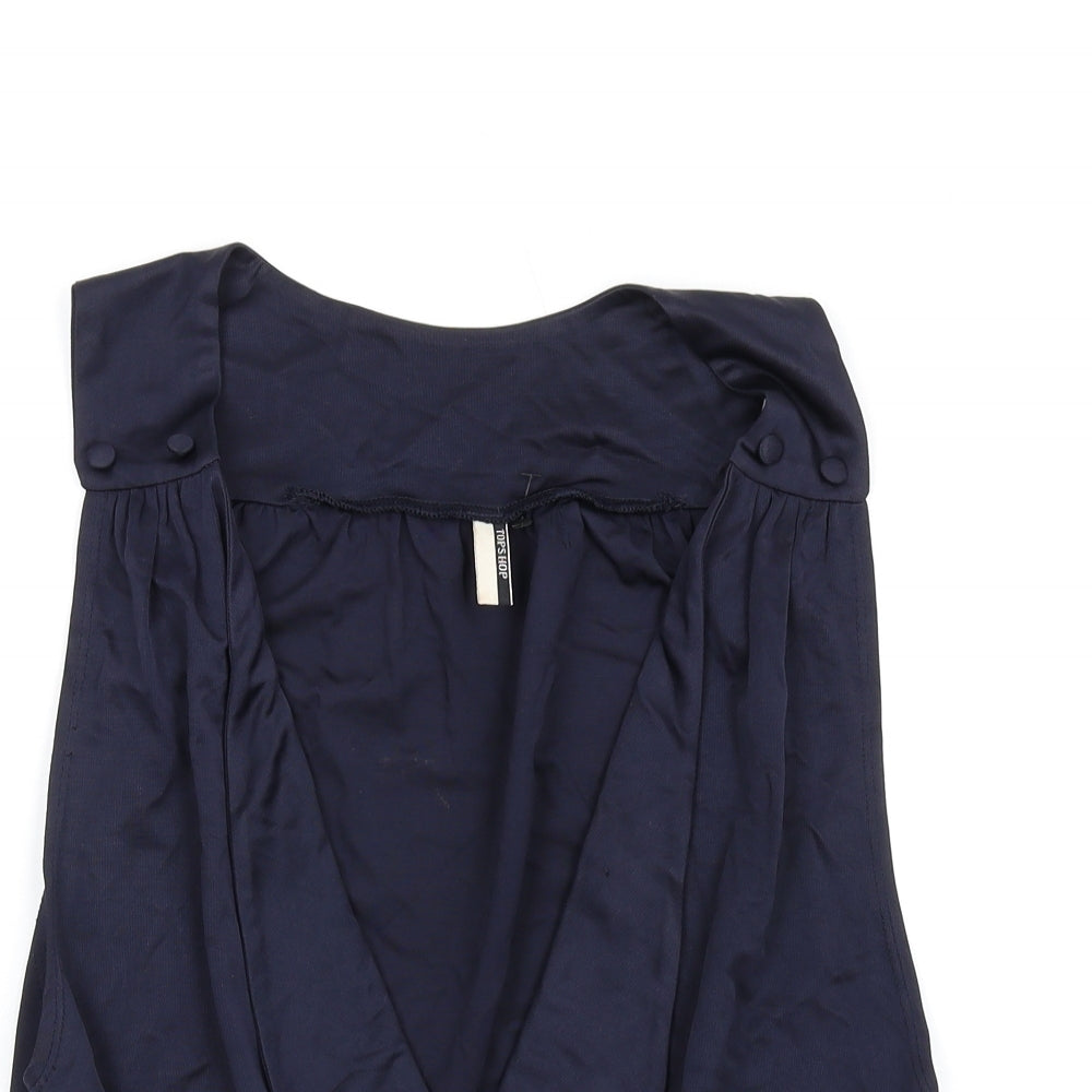 Womens UK Size 10 Topshop Blue Basic Tank