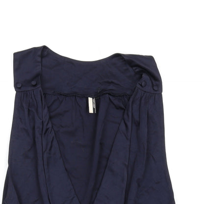 Womens UK Size 10 Topshop Blue Basic Tank