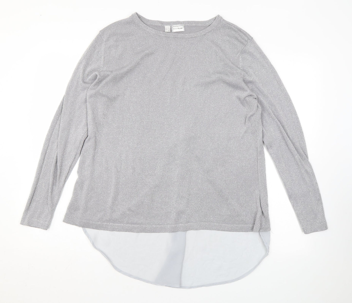 Body Flirt Mens Grey Round Neck Polyester Pullover Jumper Size L Long Sleeve