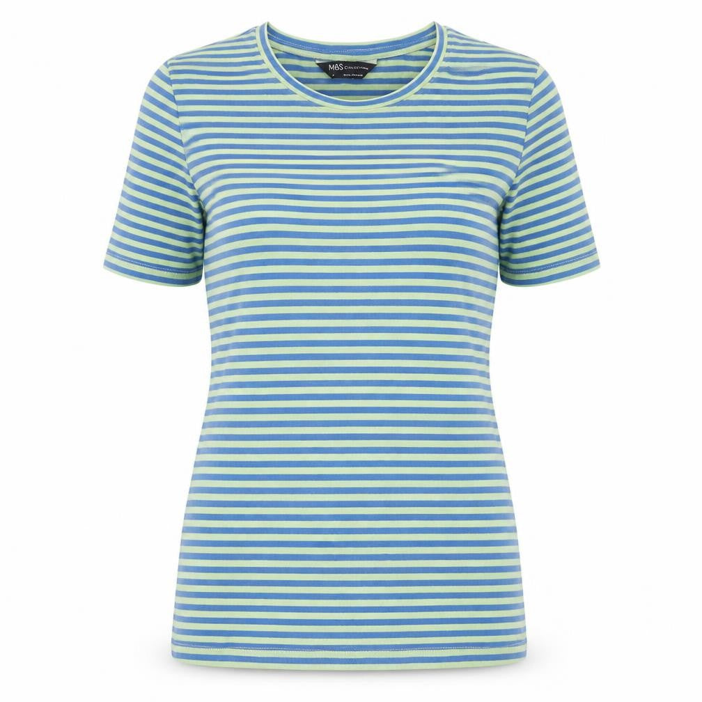 Womens UK Size 6 Marks and Spencer Green Basic T-Shirt