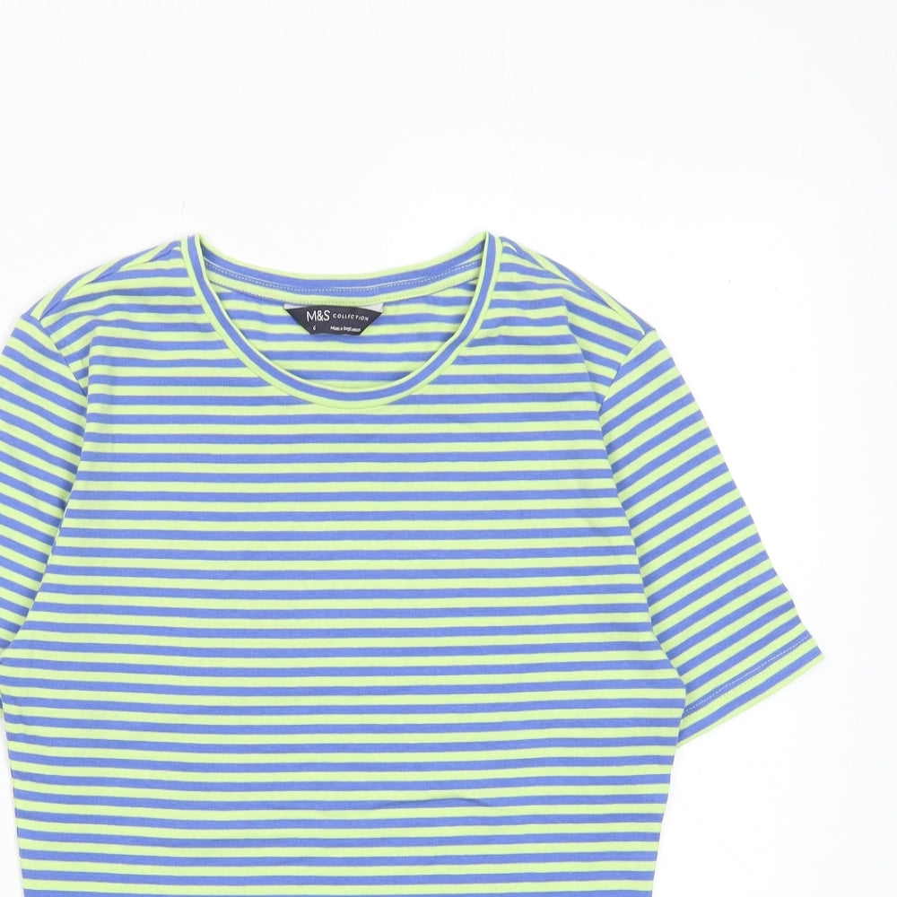 Womens UK Size 6 Marks and Spencer Green Basic T-Shirt