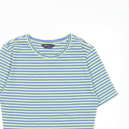 Womens UK Size 6 Marks and Spencer Green Basic T-Shirt