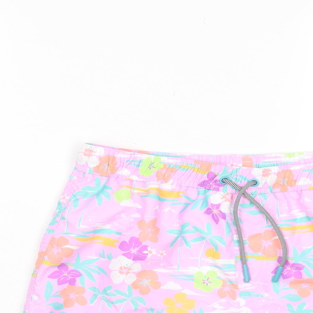 Marks and Spencer Girls Multicoloured Floral Polyester Sweat Shorts Size 12-13 Years L6 in Regular Drawstring