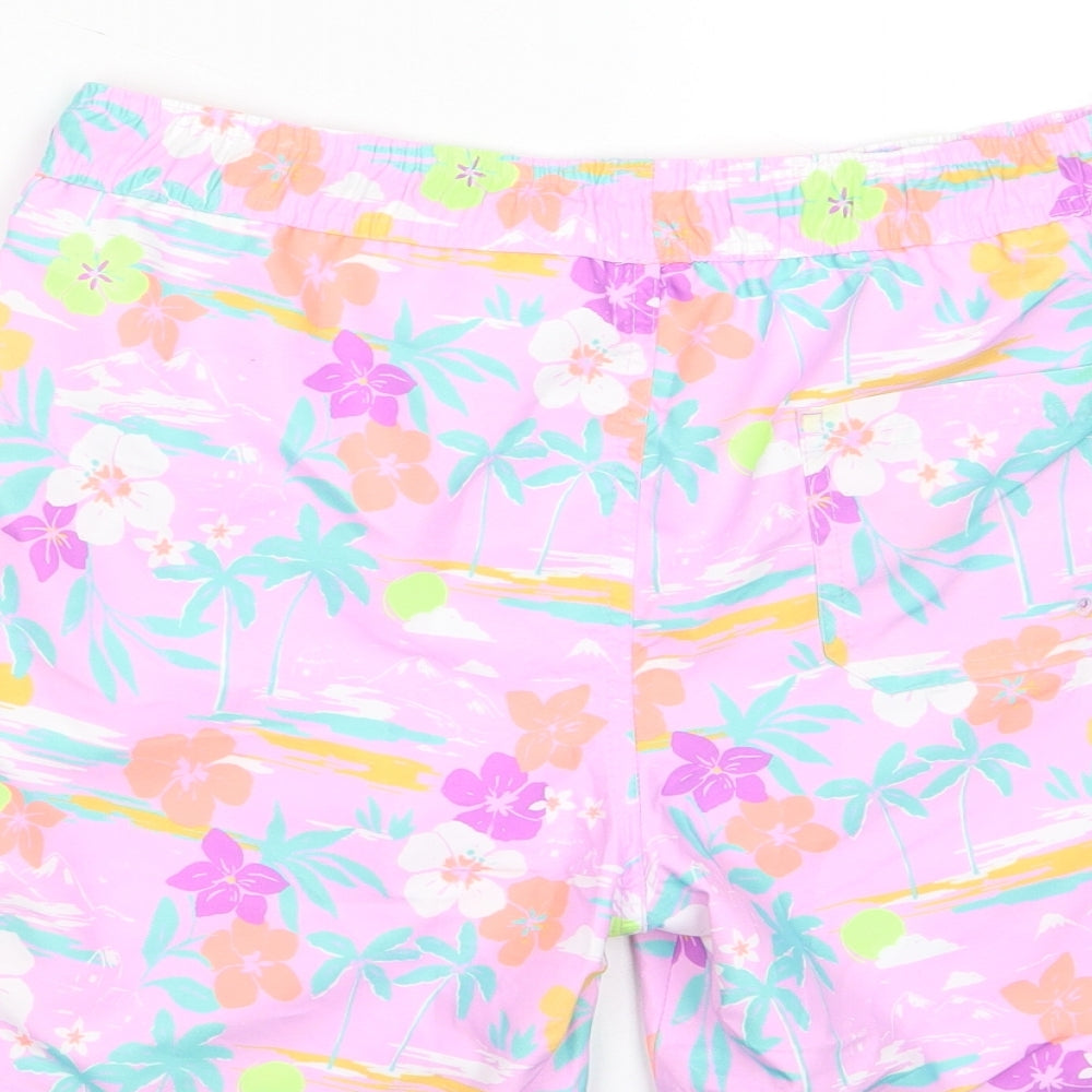 Marks and Spencer Girls Multicoloured Floral Polyester Sweat Shorts Size 12-13 Years L6 in Regular Drawstring