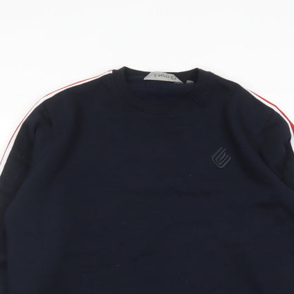 Enzo Mens Blue Cotton Pullover Sweatshirt Size L