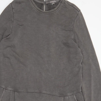 Gap Womens Grey 100% Cotton Jumper Dress Size XL Round Neck Zip - Pockets