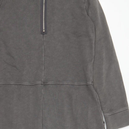 Gap Womens Grey 100% Cotton Jumper Dress Size XL Round Neck Zip - Pockets