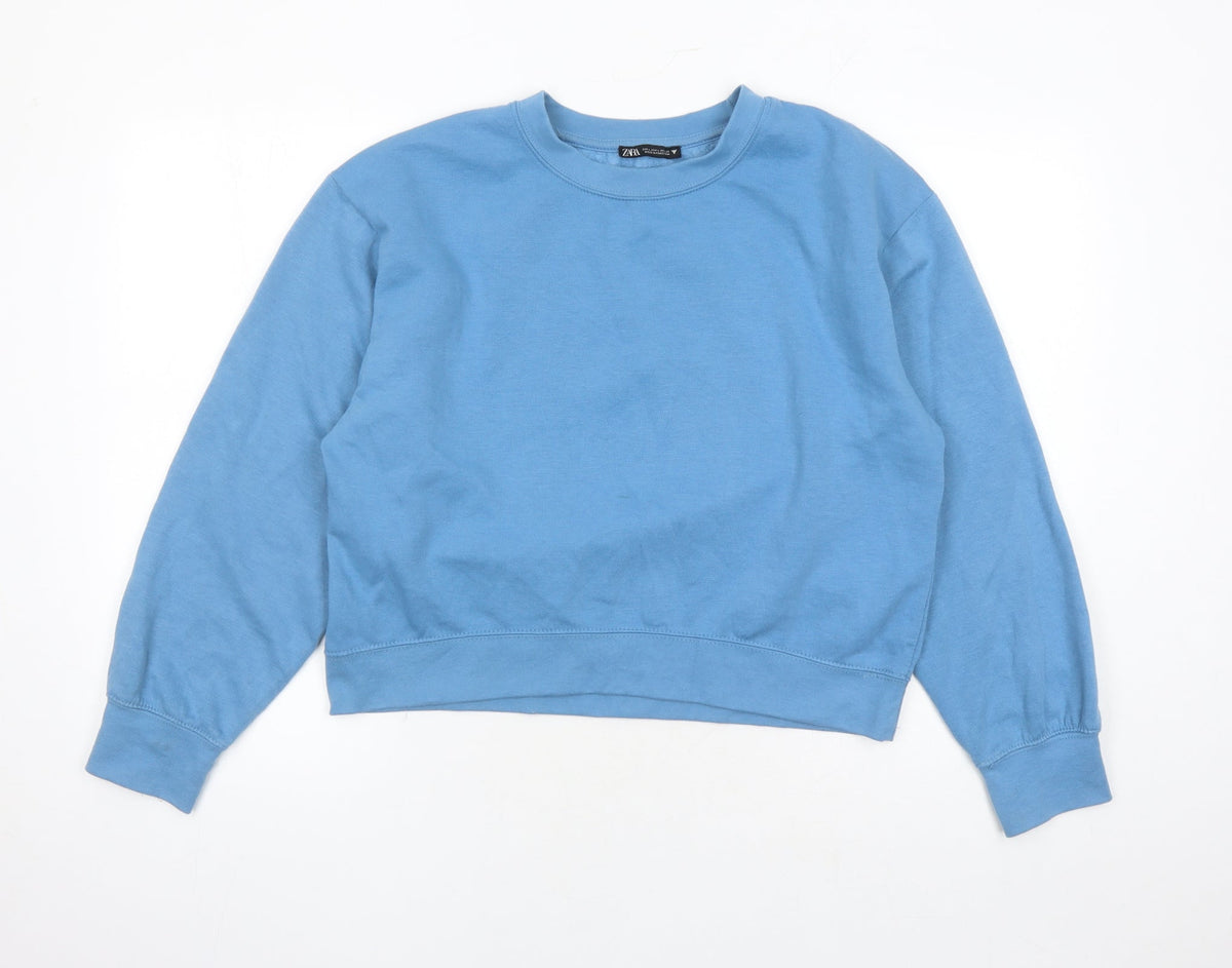 Zara Womens Blue Polyester Pullover Sweatshirt Size L Pullover