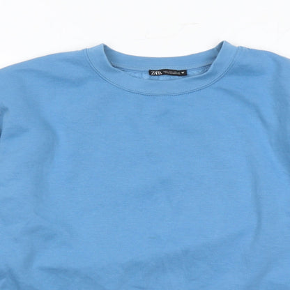Zara Womens Blue Polyester Pullover Sweatshirt Size L Pullover