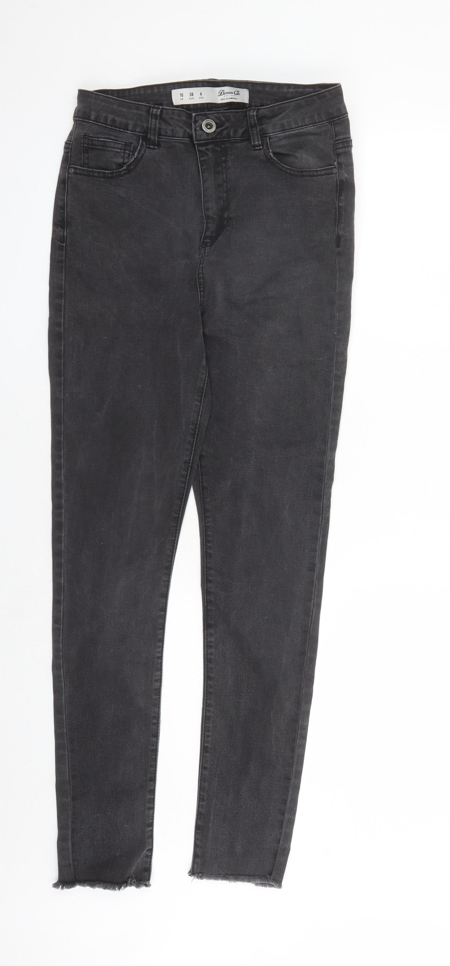 Denim & Co. Womens Black Cotton Straight Jeans Size 10 L29 in Regular Zip - raw