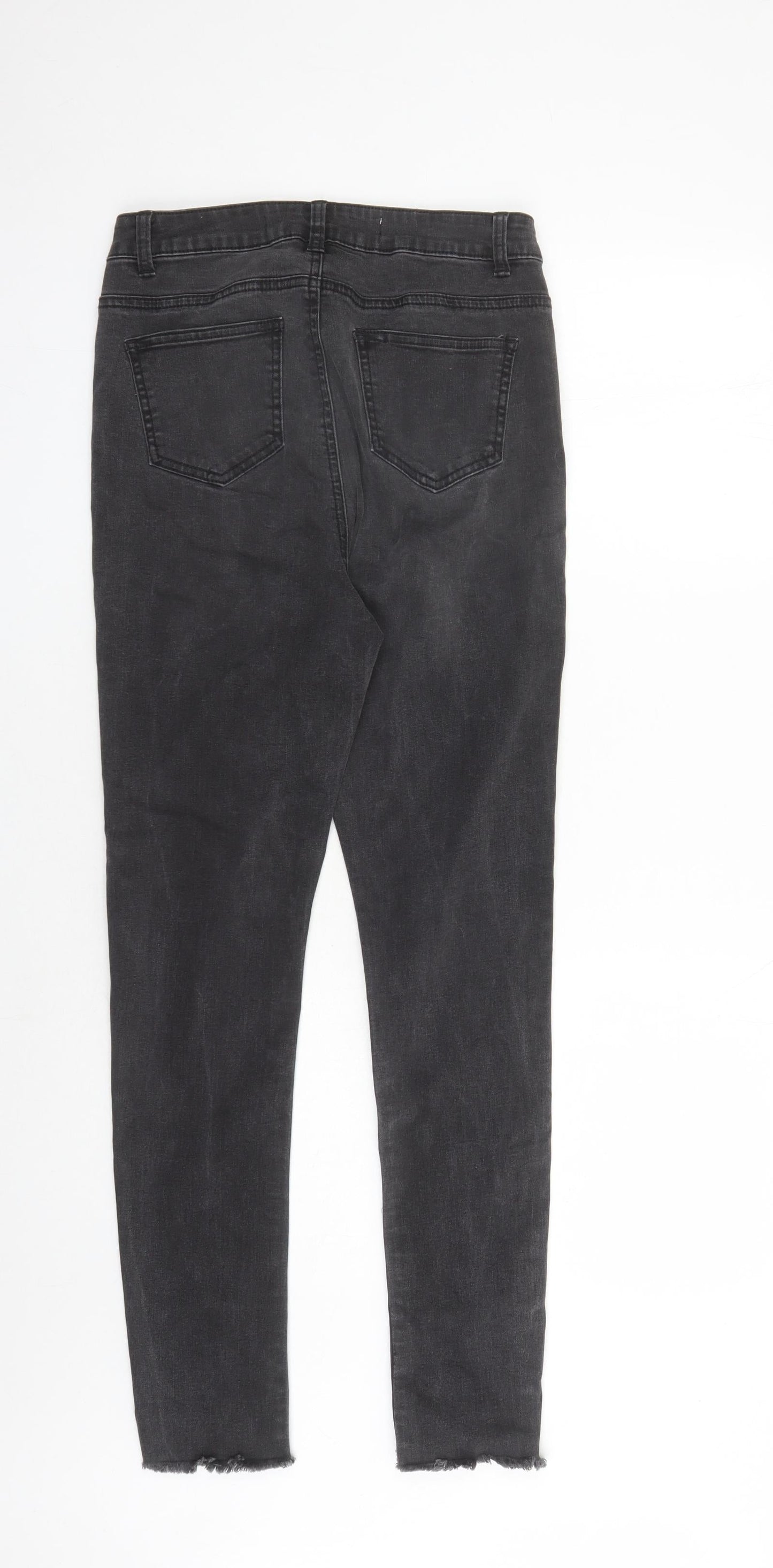 Denim & Co. Womens Black Cotton Straight Jeans Size 10 L29 in Regular Zip - raw