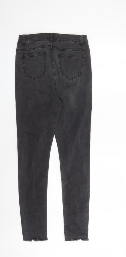 Denim & Co. Womens Black Cotton Straight Jeans Size 10 L29 in Regular Zip - raw