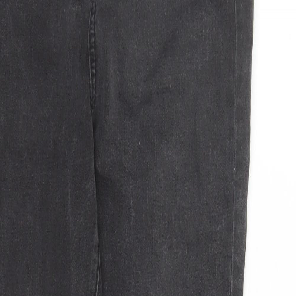 Denim & Co. Womens Black Cotton Straight Jeans Size 10 L29 in Regular Zip - raw