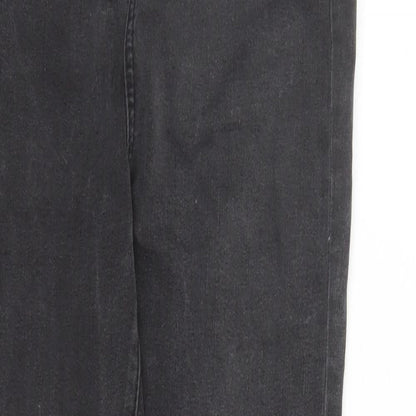 Denim & Co. Womens Black Cotton Straight Jeans Size 10 L29 in Regular Zip - raw