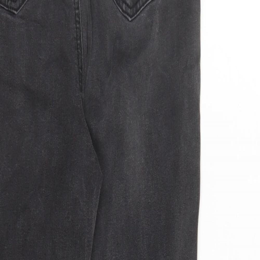 Denim & Co. Womens Black Cotton Straight Jeans Size 10 L29 in Regular Zip - raw