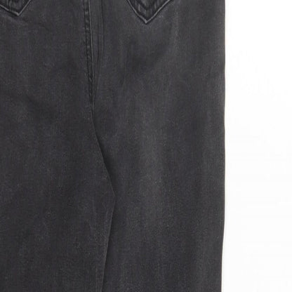 Denim & Co. Womens Black Cotton Straight Jeans Size 10 L29 in Regular Zip - raw