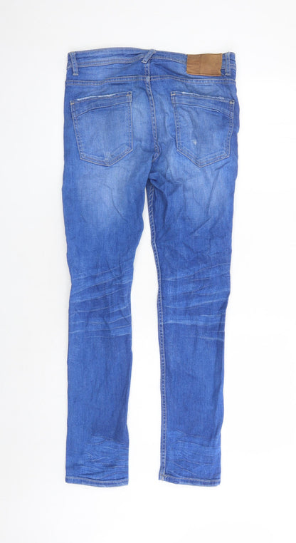 Denim & Co. Mens Blue Cotton Straight Jeans Size 30 in L30 in Regular Button - Pockets