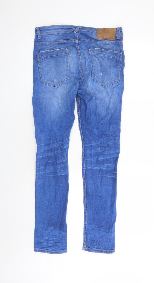 Denim & Co. Mens Blue Cotton Straight Jeans Size 30 in L30 in Regular Button - Pockets