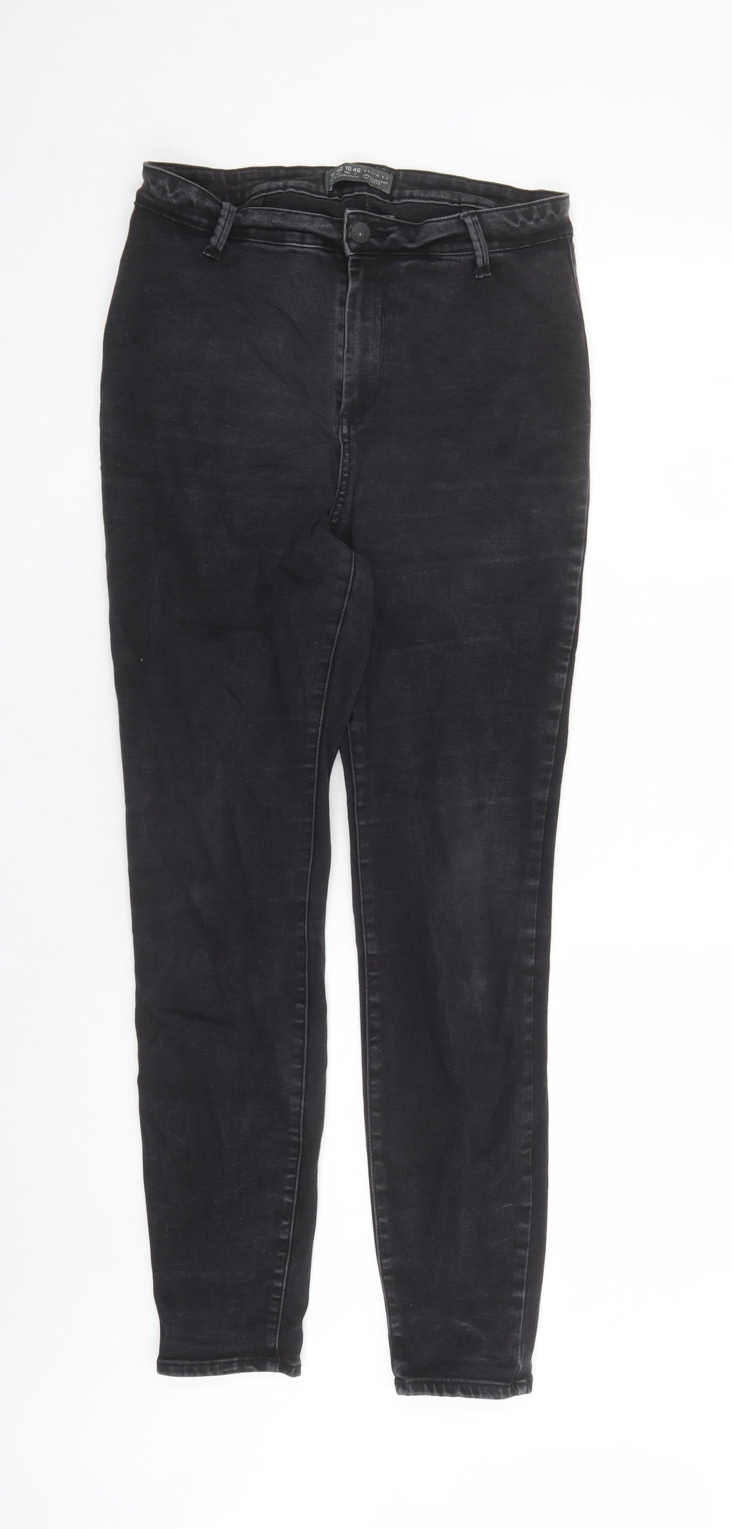 Denim & Co. Womens Black Cotton Straight Jeans Size 14 L29 in Regular Zip