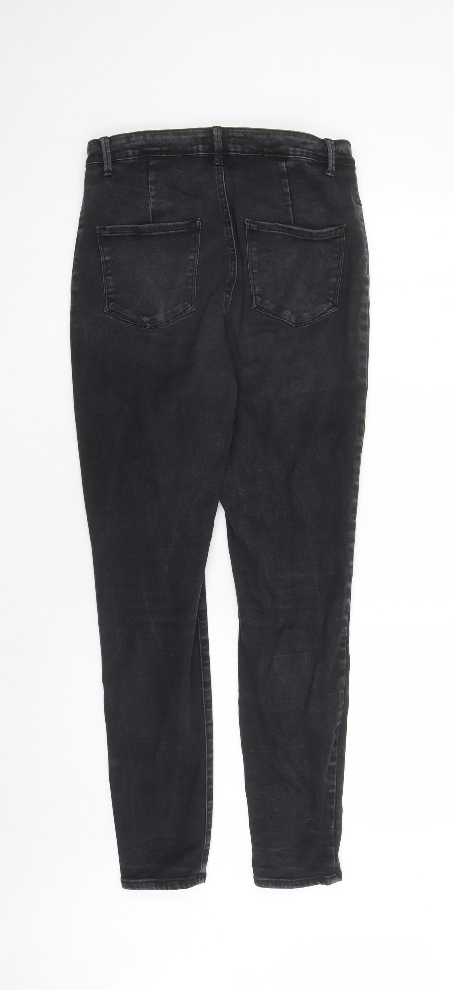 Denim & Co. Womens Black Cotton Straight Jeans Size 14 L29 in Regular Zip