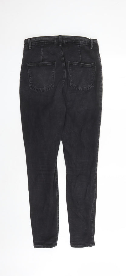 Denim & Co. Womens Black Cotton Straight Jeans Size 14 L29 in Regular Zip