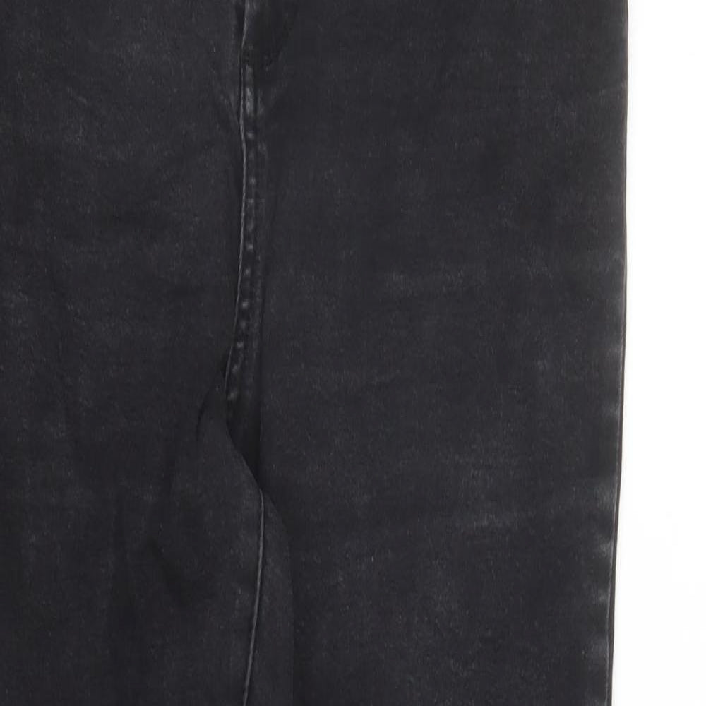 Denim & Co. Womens Black Cotton Straight Jeans Size 14 L29 in Regular Zip