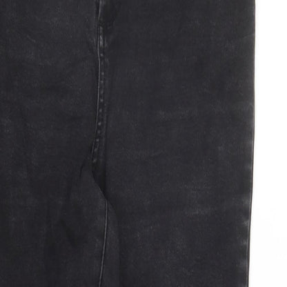 Denim & Co. Womens Black Cotton Straight Jeans Size 14 L29 in Regular Zip