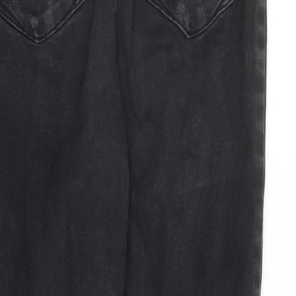 Denim & Co. Womens Black Cotton Straight Jeans Size 14 L29 in Regular Zip