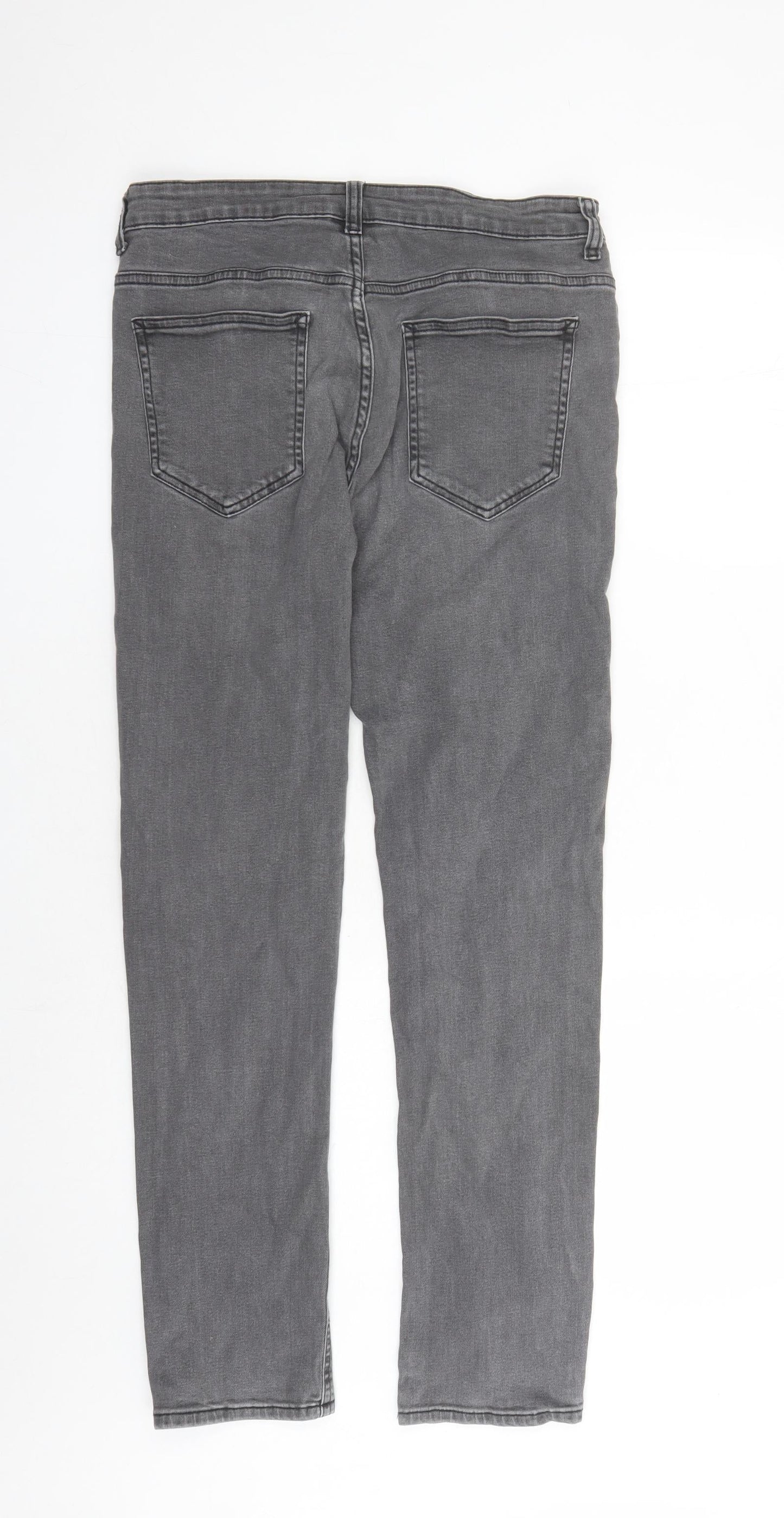 Denim & Co. Mens Grey Cotton Skinny Jeans Size 32 in L32 in Regular Button - Pockets