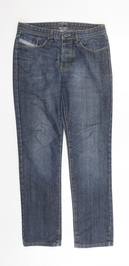 Denim & Co. Mens Blue Cotton Straight Jeans Size 32 in L30 in Regular Button - Pockets