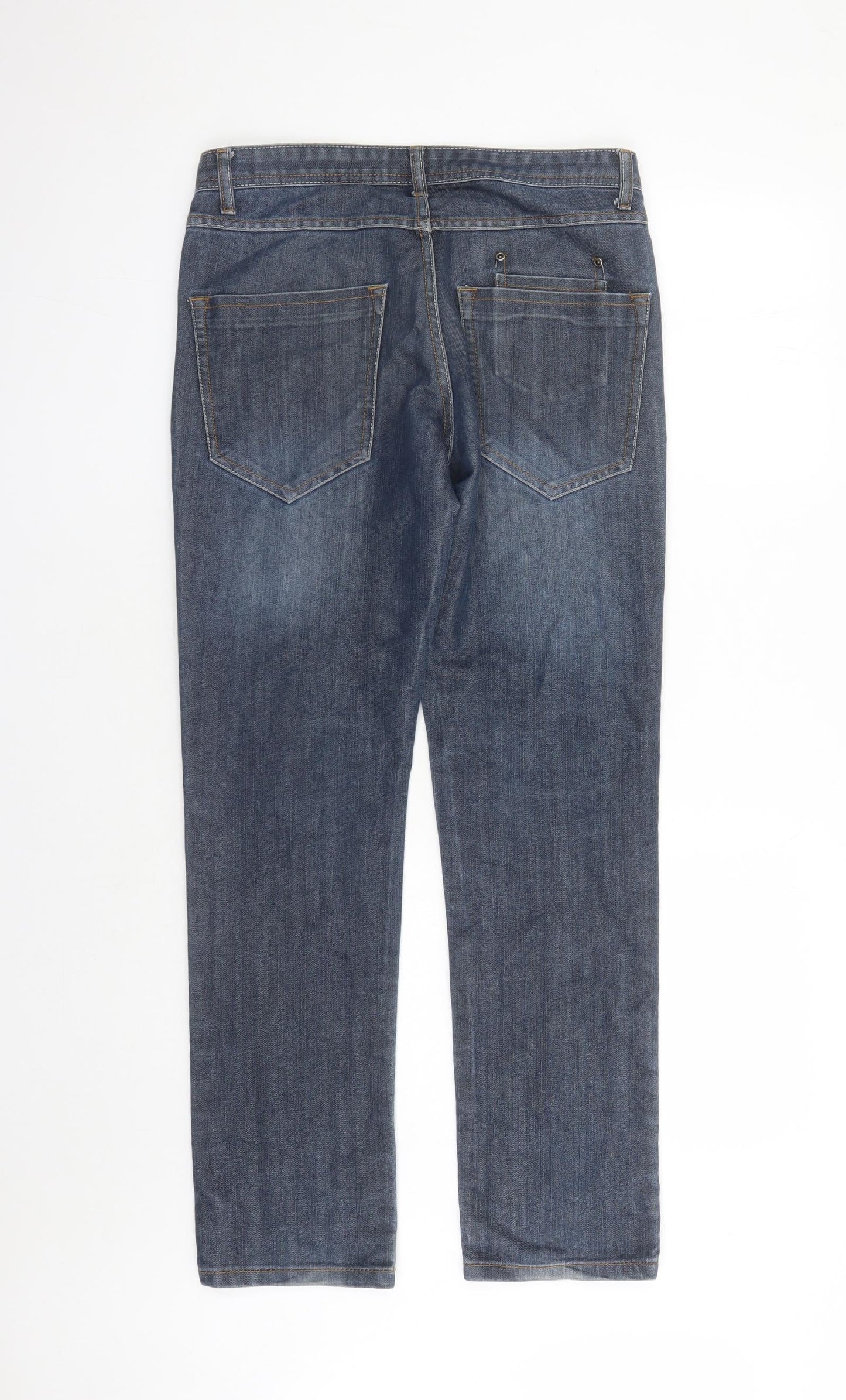 Denim & Co. Mens Blue Cotton Straight Jeans Size 32 in L30 in Regular Button - Pockets