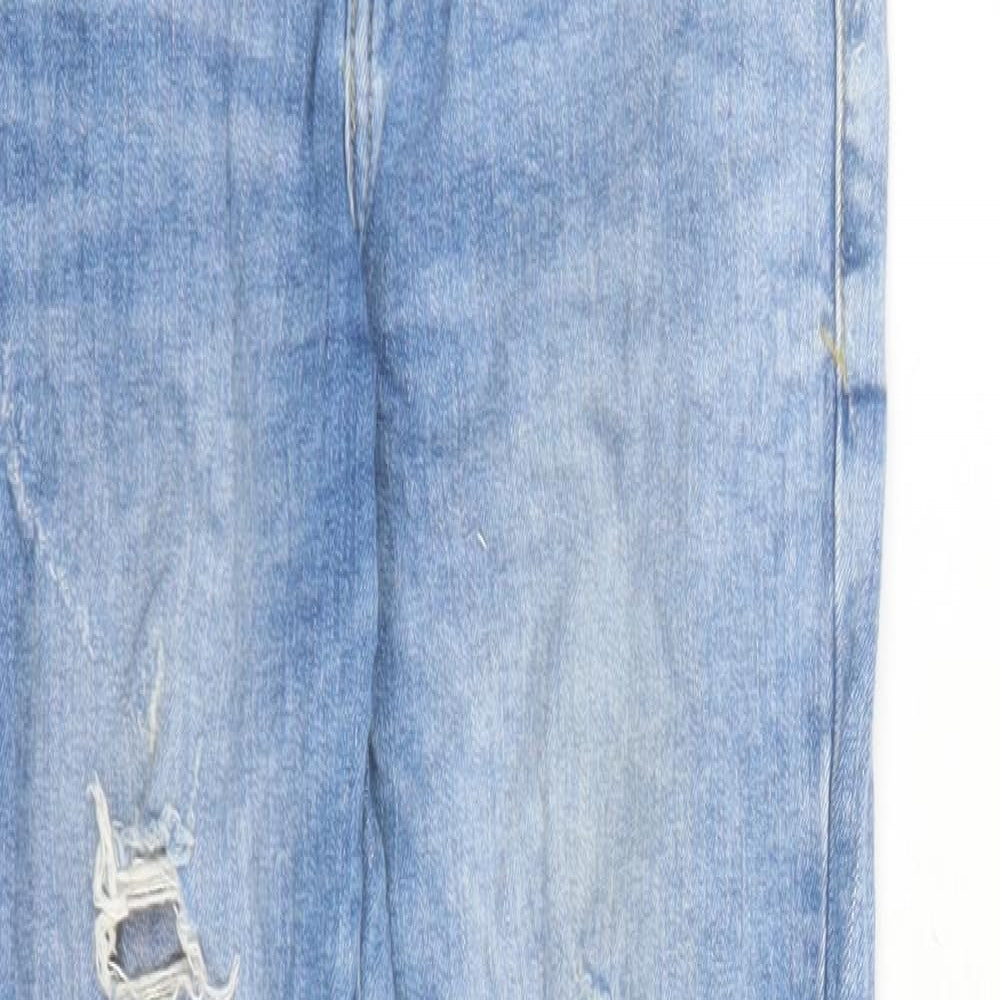 Zara Womens Blue Cotton Skinny Jeans Size 26 in L27 in Regular Zip - Raw Hems