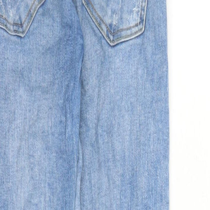 Zara Womens Blue Cotton Skinny Jeans Size 26 in L27 in Regular Zip - Raw Hems