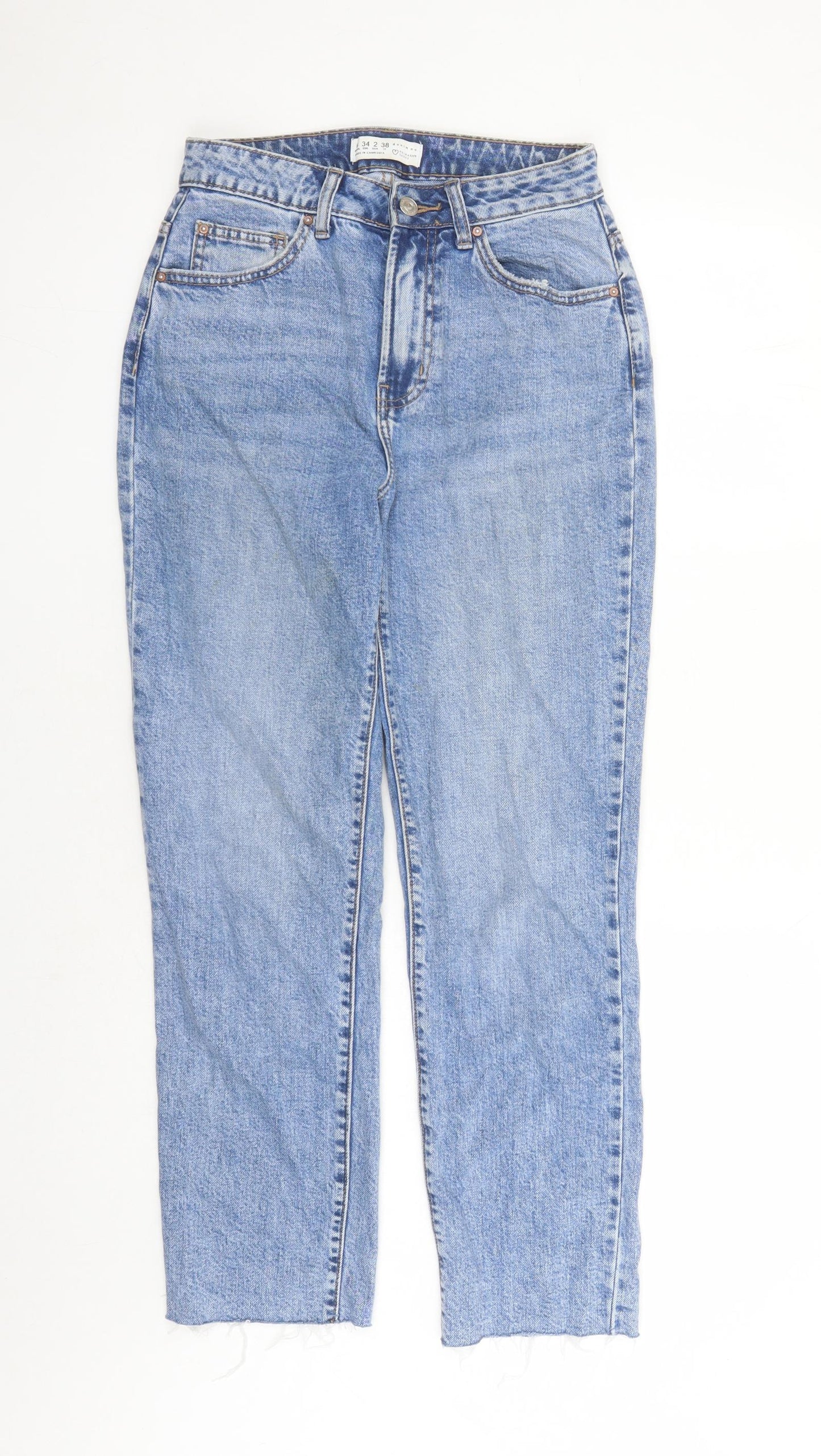 Denim & Co. Womens Blue Cotton Straight Jeans Size 6 L29 in Regular Zip - raw