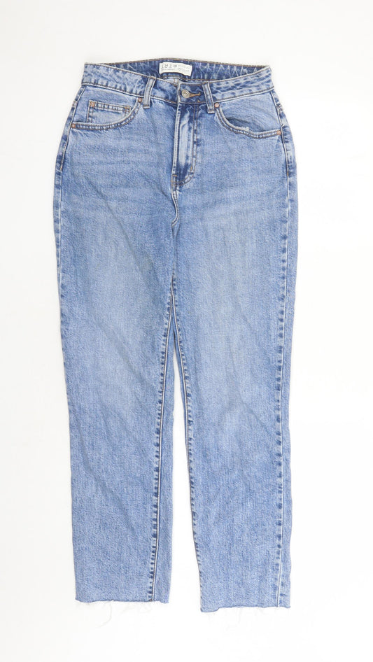 Denim & Co. Womens Blue Cotton Straight Jeans Size 6 L29 in Regular Zip - raw