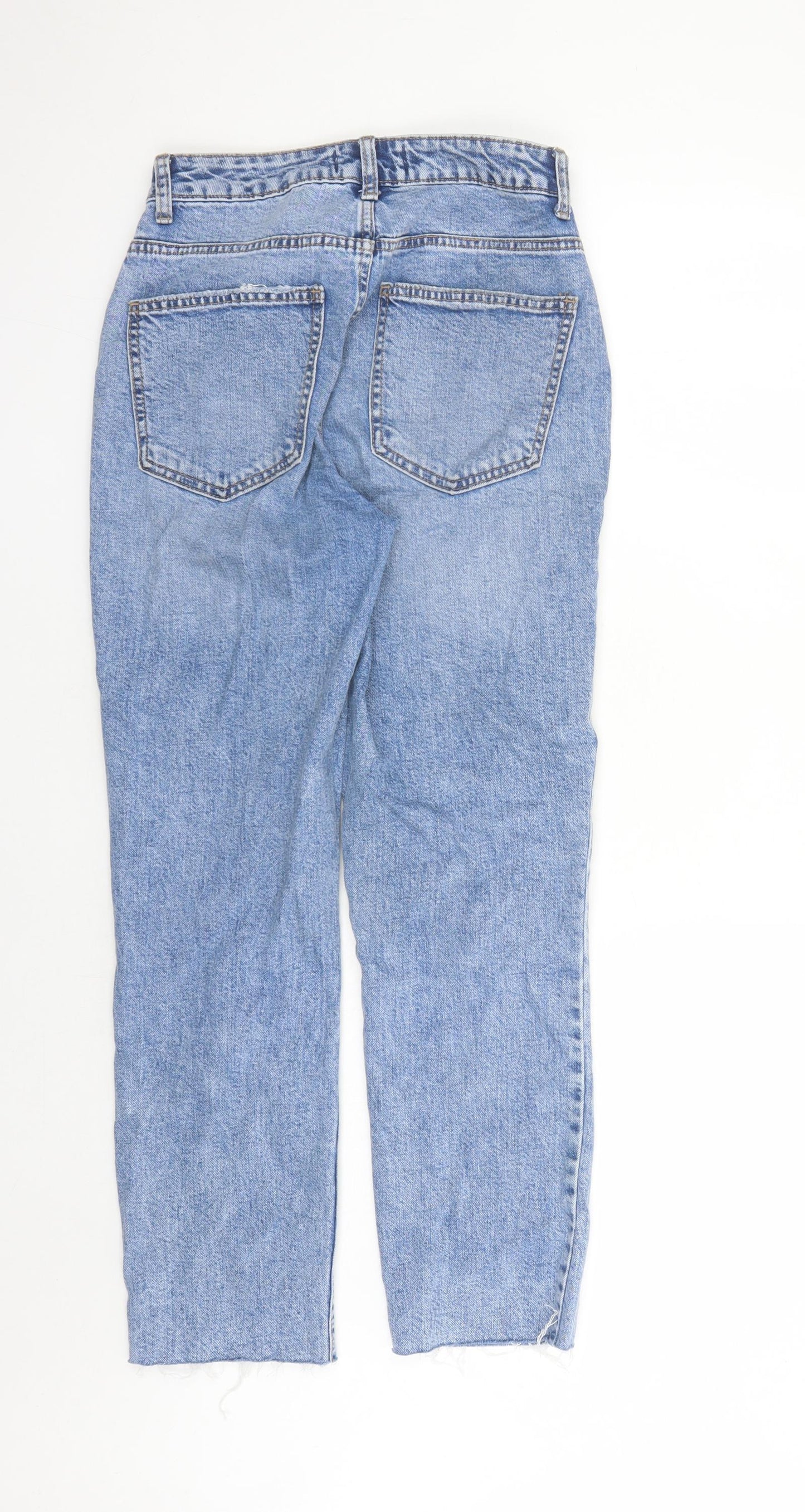 Denim & Co. Womens Blue Cotton Straight Jeans Size 6 L29 in Regular Zip - raw