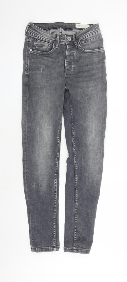 Denim & Co. Mens Grey Cotton Straight Jeans Size 28 in L30 in Regular Zip - Pockets