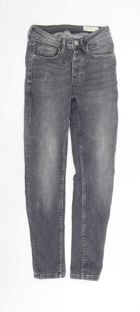 Denim & Co. Mens Grey Cotton Straight Jeans Size 28 in L30 in Regular Zip - Pockets