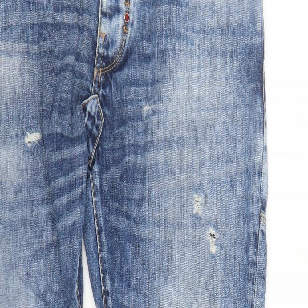 Antony Morato Mens Blue Cotton Straight Jeans Size 34 in L29 in Regular Zip - Distressed Look