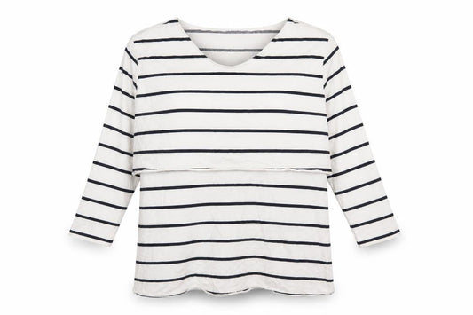 Front view of ASOS women’s white striped 100% cotton basic t-shirt, size UK 12, round neck