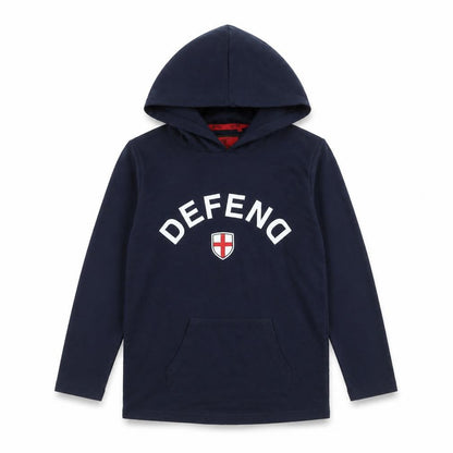 DFNd Boys Blue Cotton Pullover Hoodie Size 11-12 Years Pullover - England Football Defend