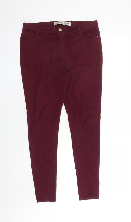 Denim & Co. Womens Red Cotton Skinny Jeans Size 14 L29 in Regular Zip