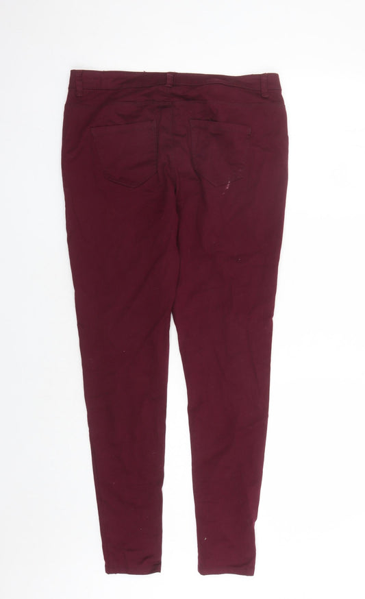 Denim & Co. Womens Red Cotton Skinny Jeans Size 14 L29 in Regular Zip